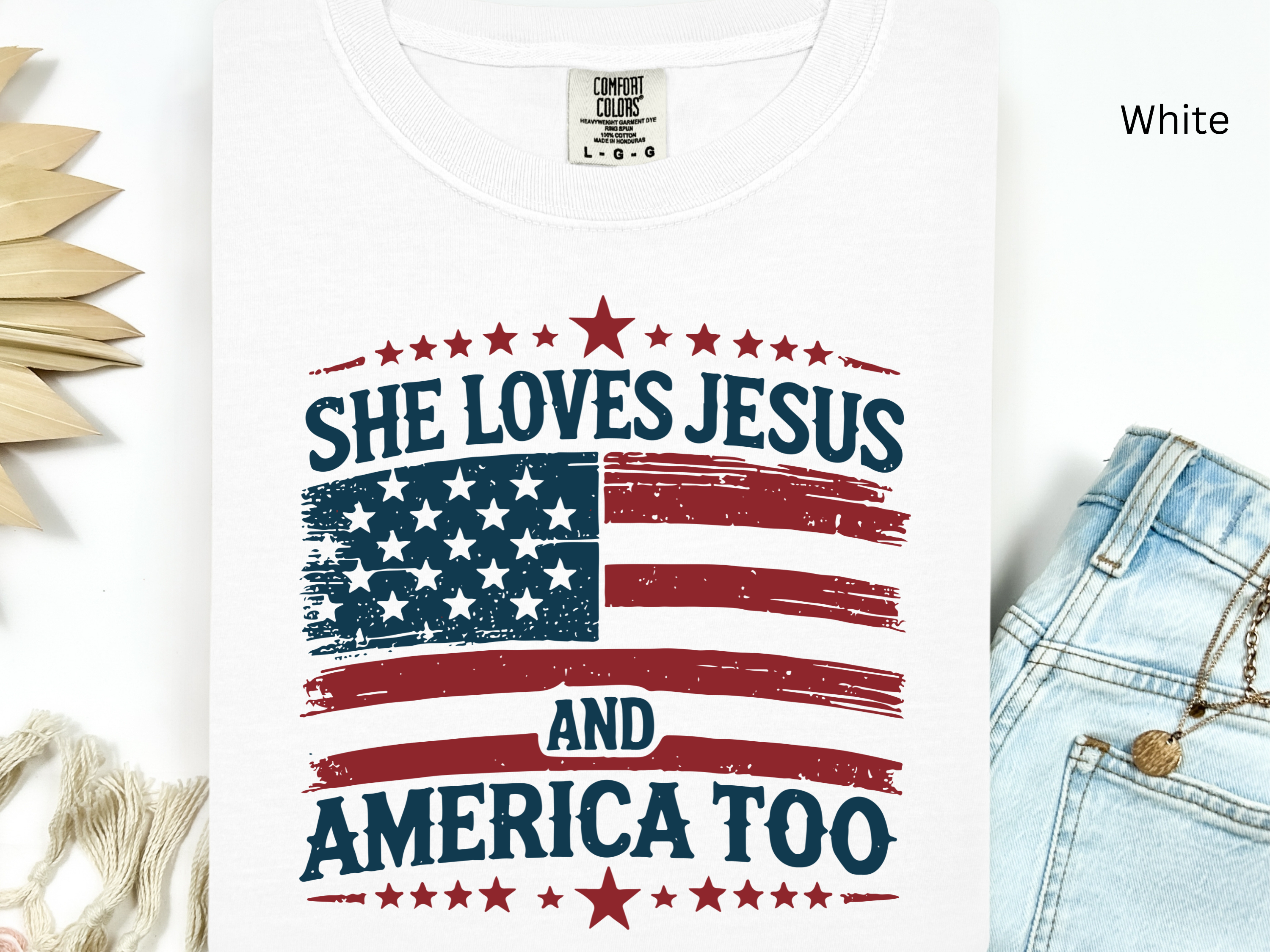 Christian 4th of July T-Shirt: She Loves Jesus and America Too