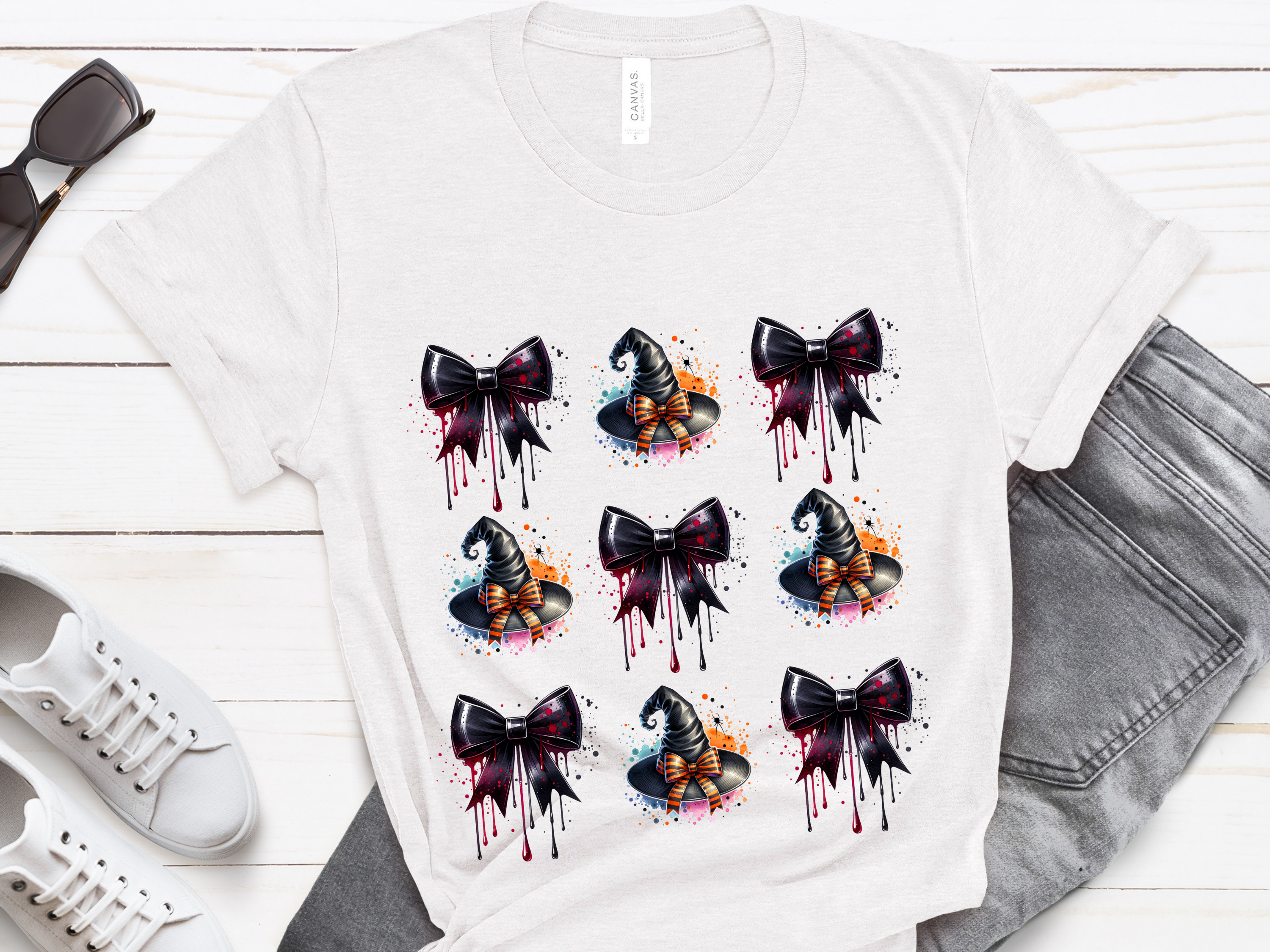 Witch Hat & Dripping Bows Halloween T-Shirt