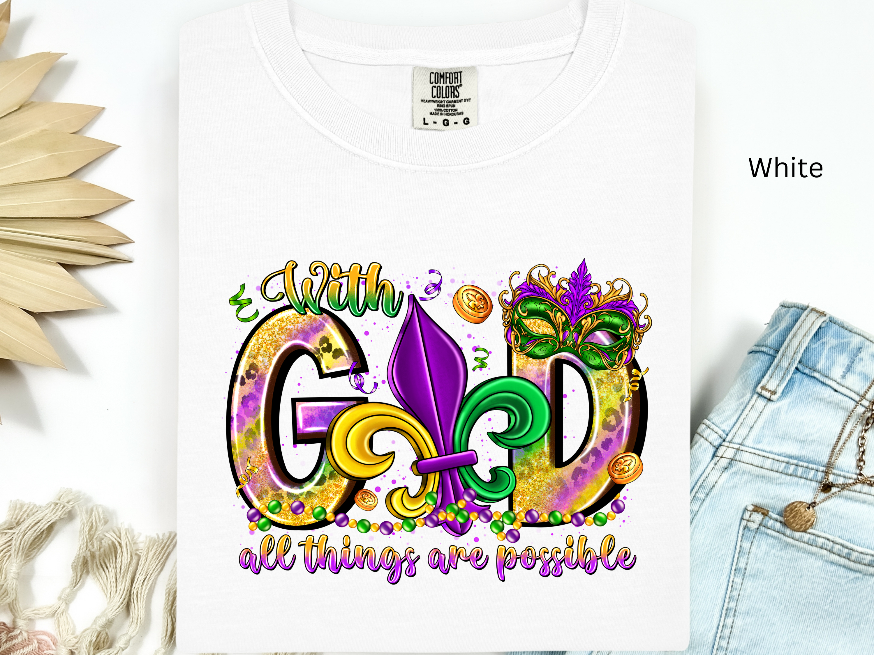 Mardi Gras Christian Tee: Fleur De Lis, Bible Verse Shirt