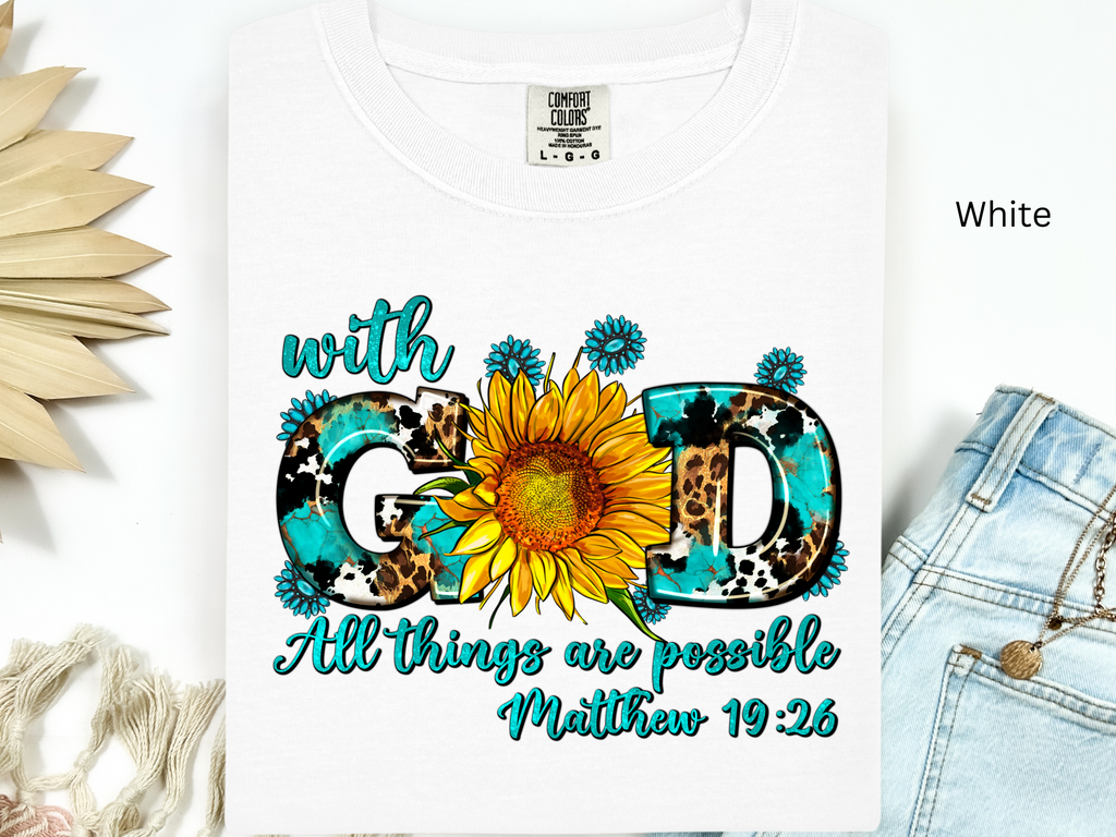 Sunflower Leopard With God All Things Shirt