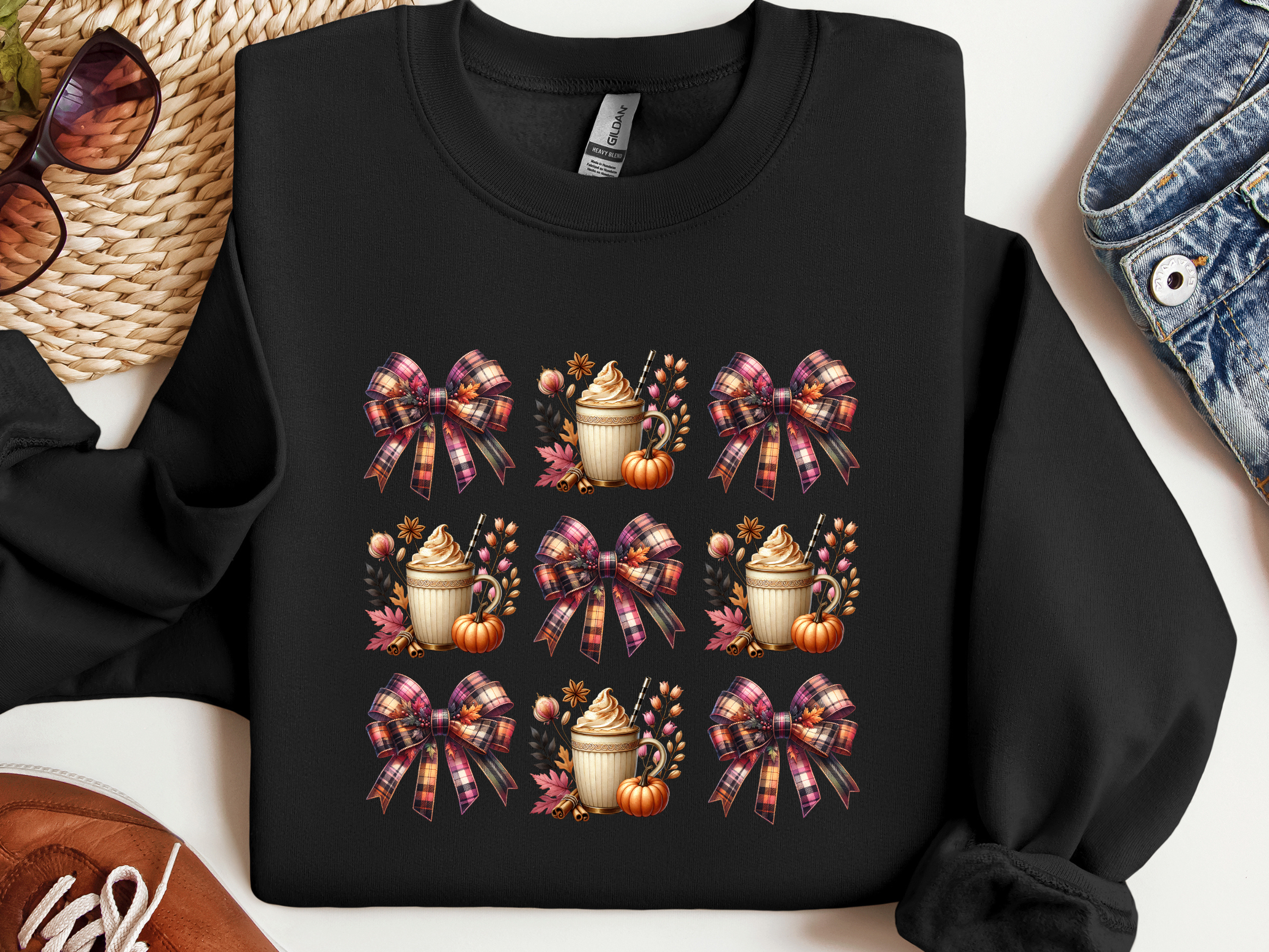 Plaid Bow Pumpkin Latte Sweatshirt