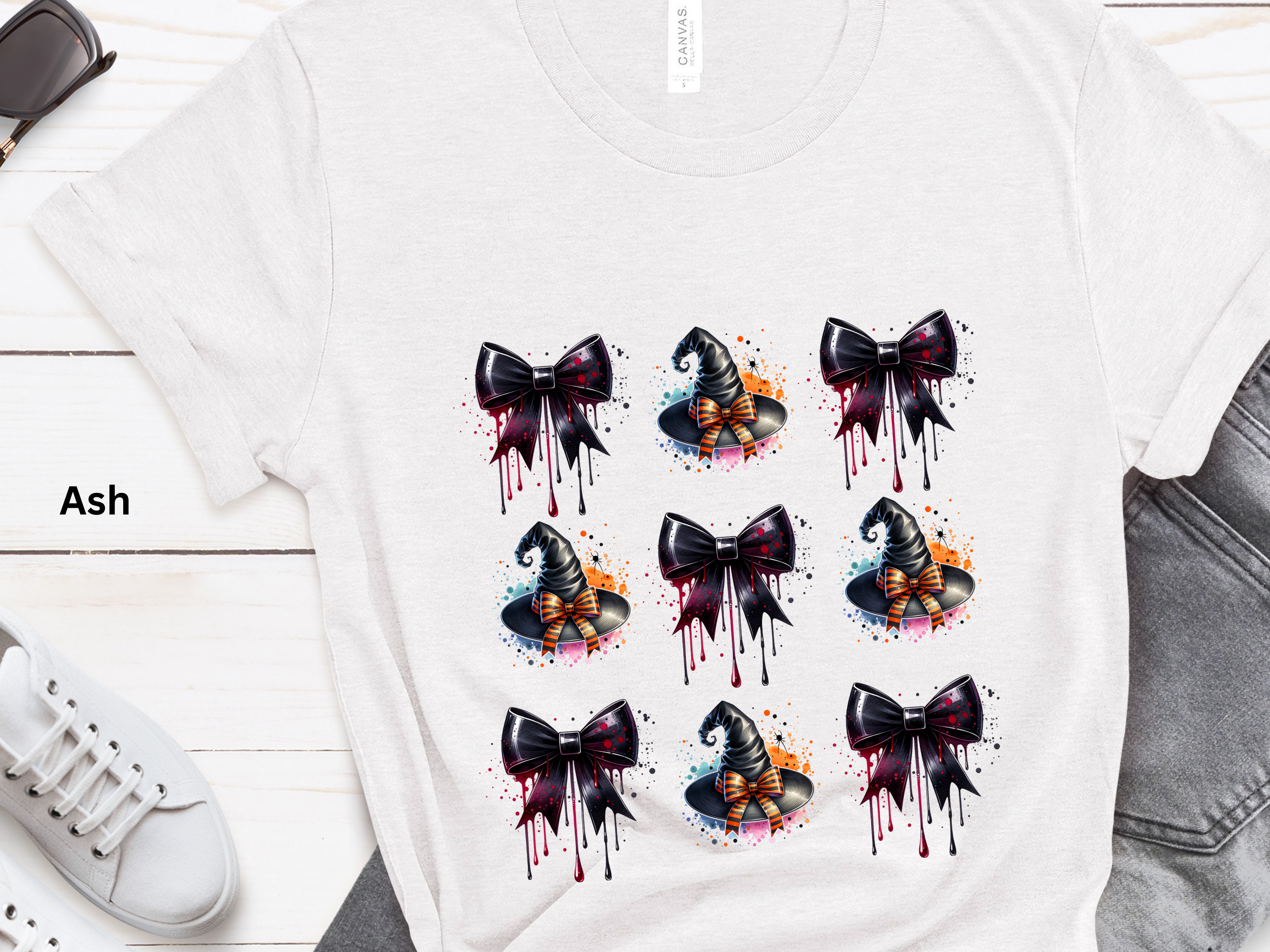 Witch Hat & Dripping Bows Halloween T-Shirt