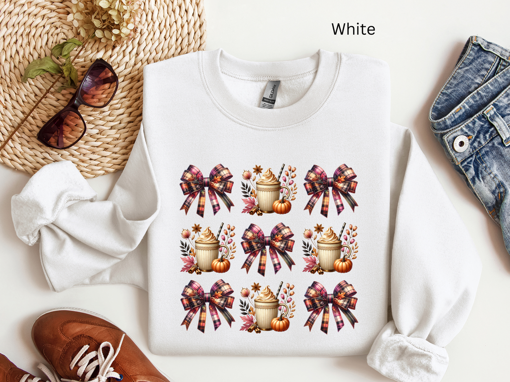 Plaid Bow Pumpkin Latte Sweatshirt