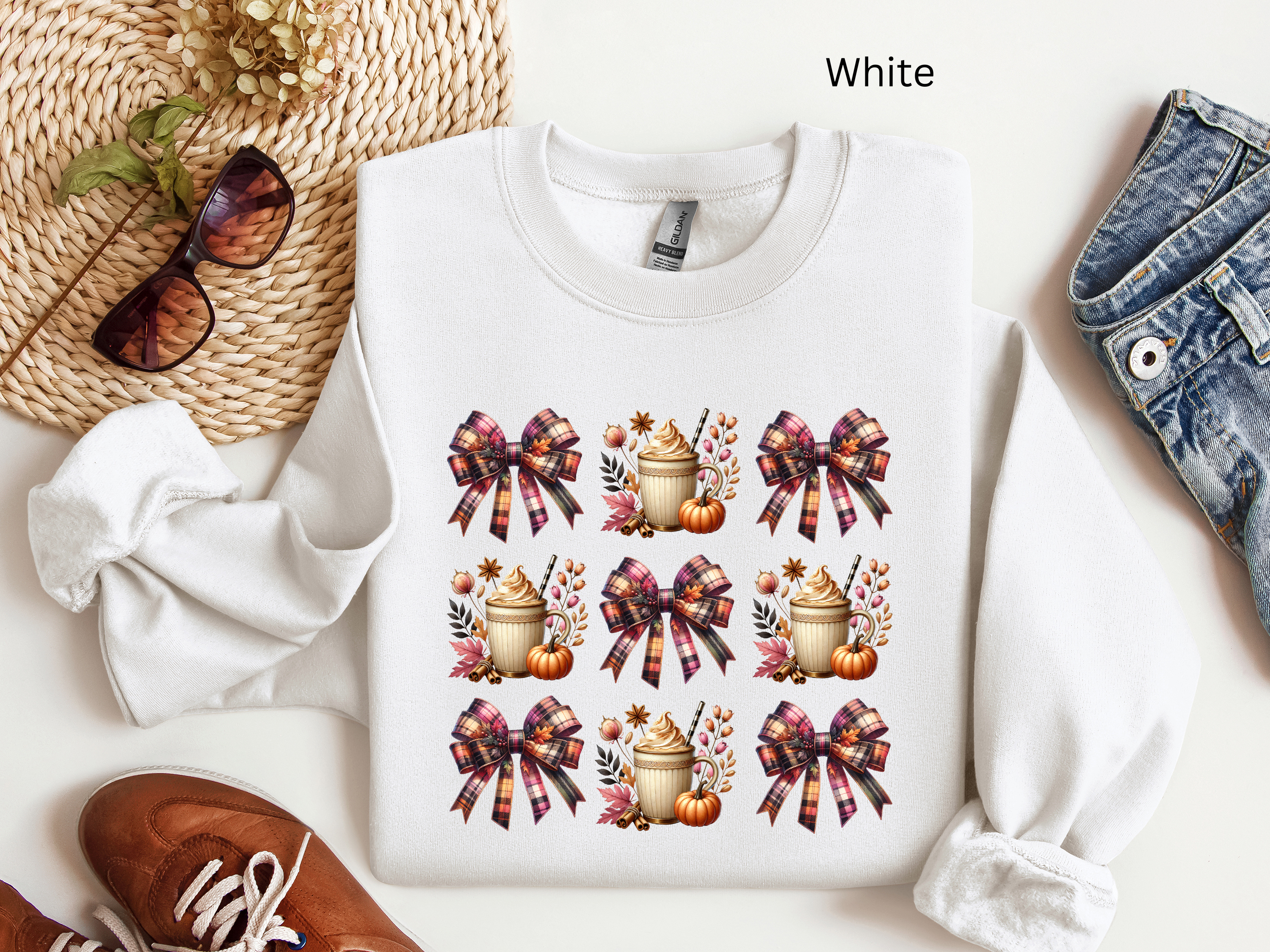 Plaid Bow Pumpkin Latte Sweatshirt