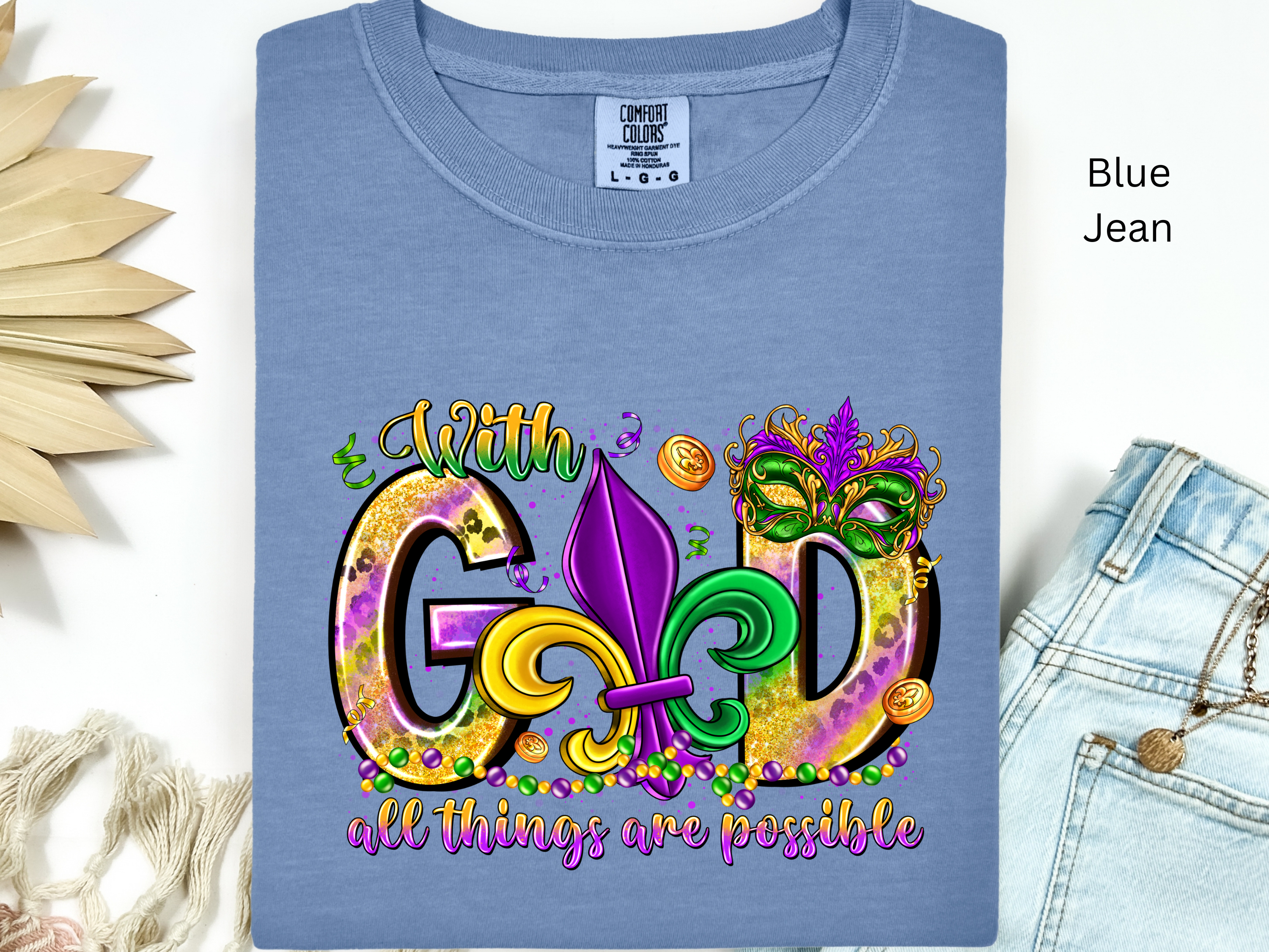 Mardi Gras Christian Tee: Fleur De Lis, Bible Verse Shirt