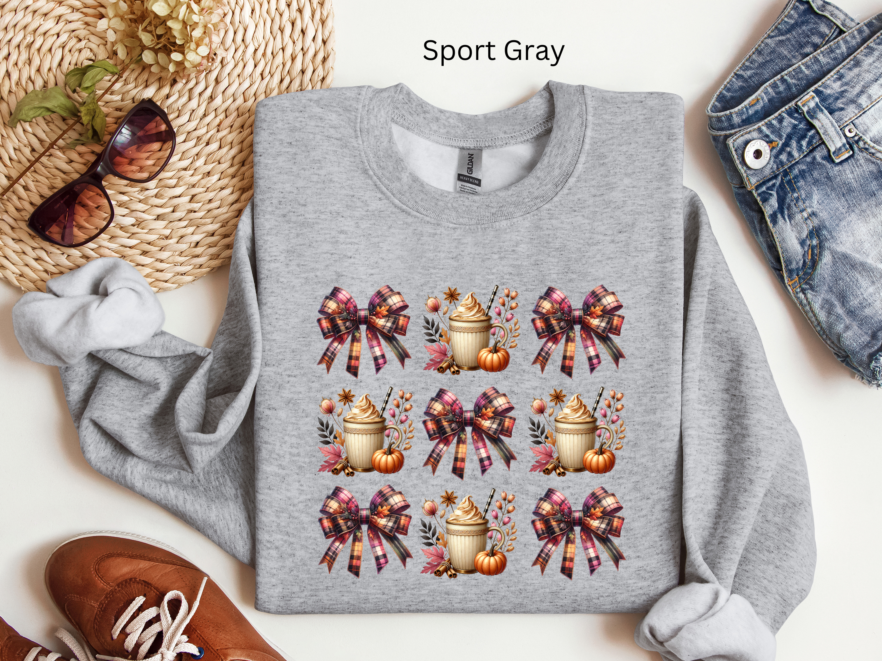 Plaid Bow Pumpkin Latte Sweatshirt