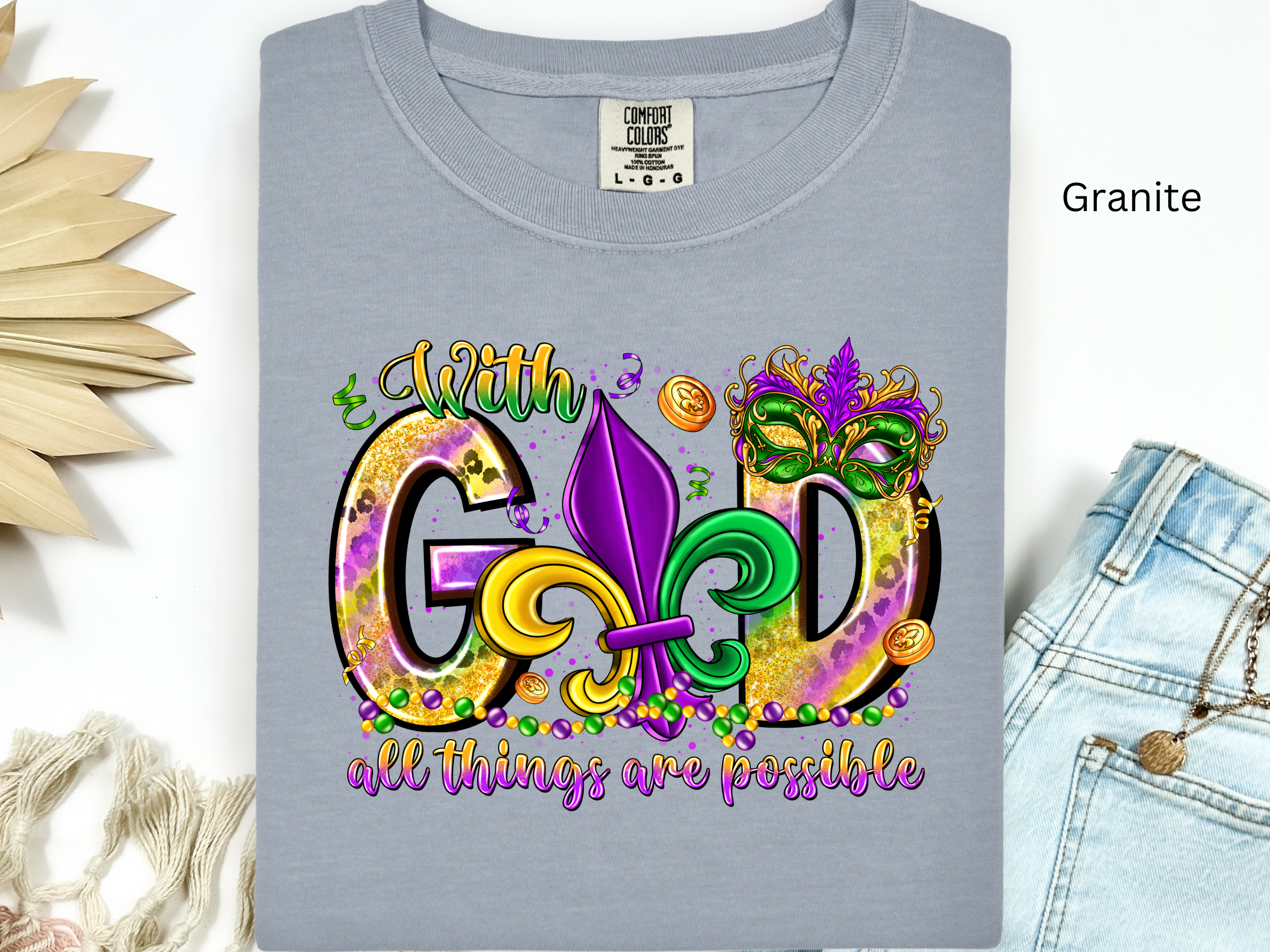 Mardi Gras Christian Tee: Fleur De Lis, Bible Verse Shirt
