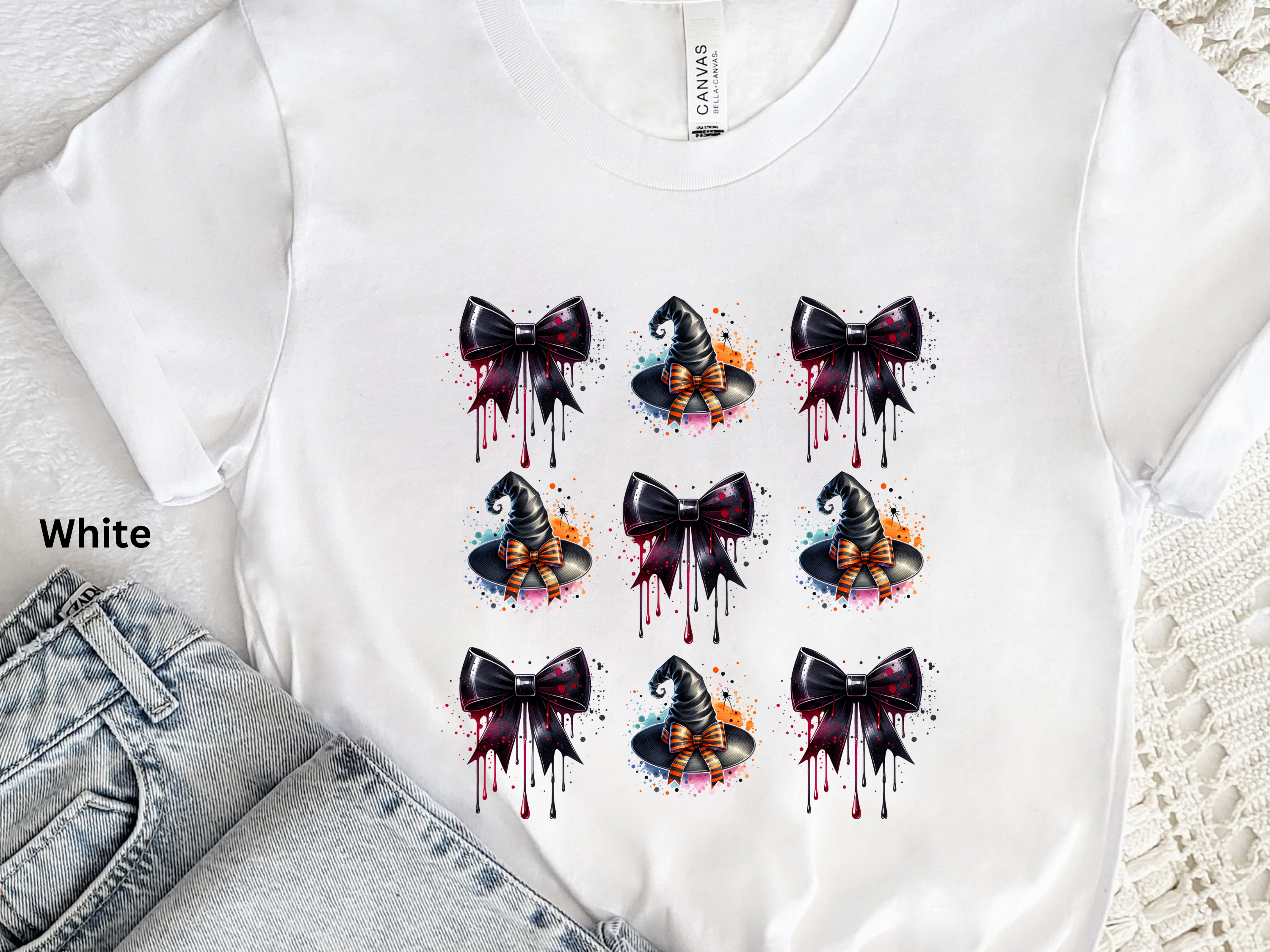 Witch Hat & Dripping Bows Halloween T-Shirt
