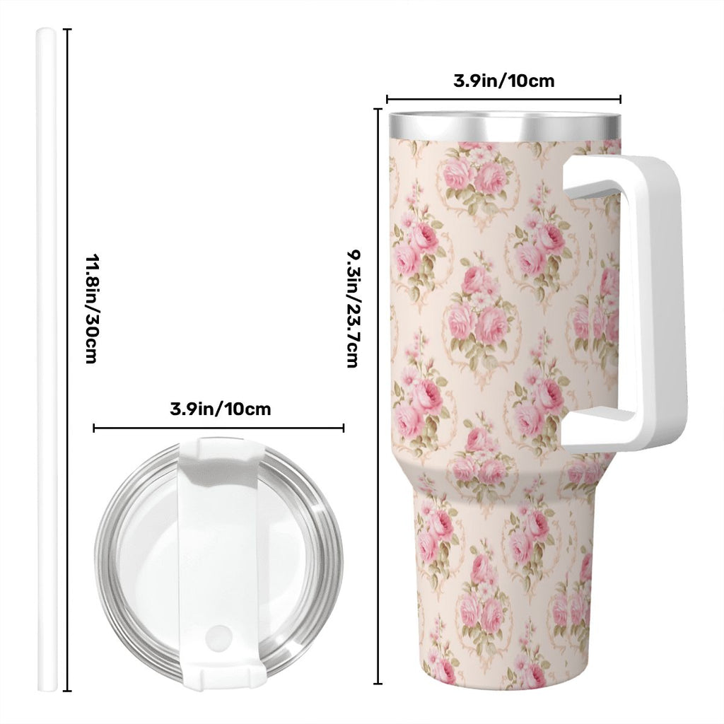 Pink Rose Shabby Shic 40oz Tumbler