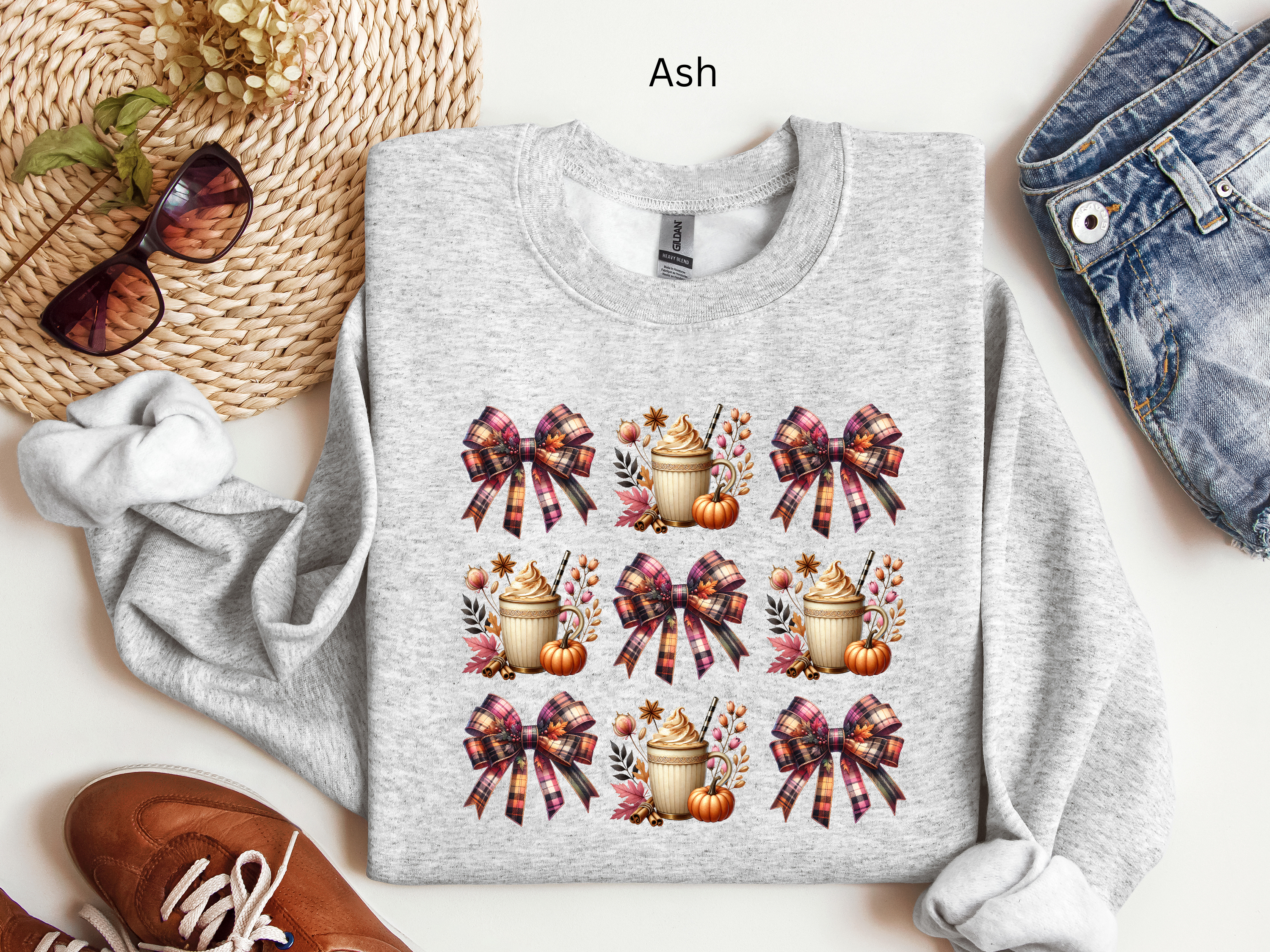 Plaid Bow Pumpkin Latte Sweatshirt