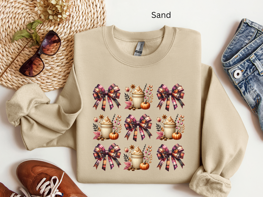 Plaid Bow Pumpkin Latte Sweatshirt