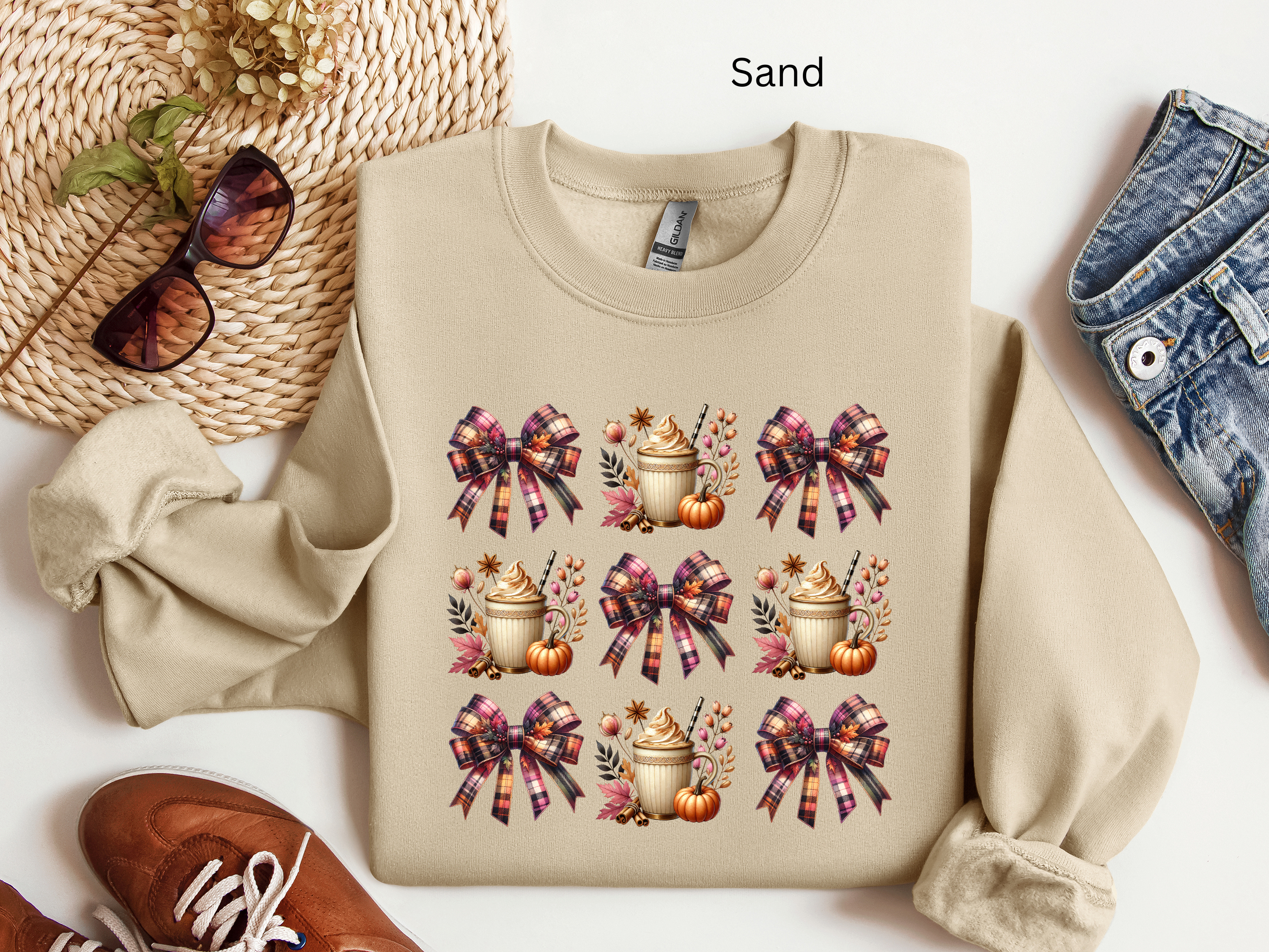 Plaid Bow Pumpkin Latte Sweatshirt