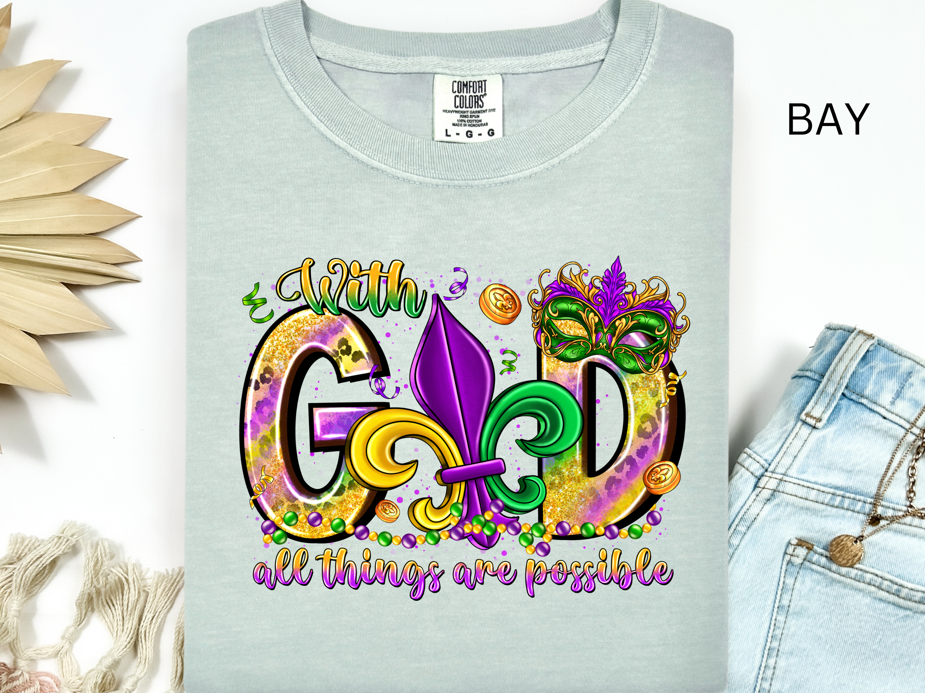 Mardi Gras Christian Tee: Fleur De Lis, Bible Verse Shirt