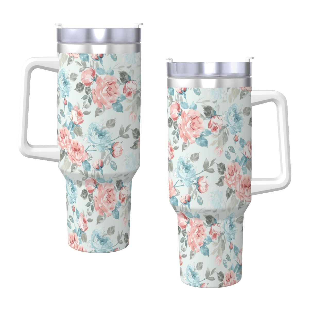 Blue Pink Rose Shabby Chic 40oz Tumbler