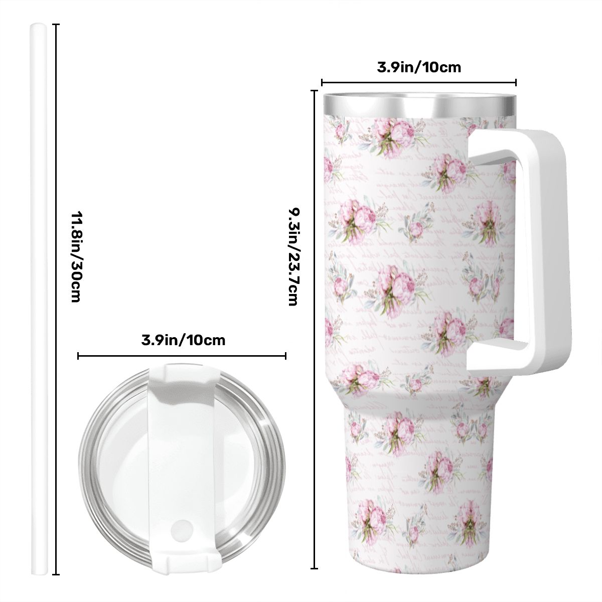 Pink Rose Script 40oz Tumbler