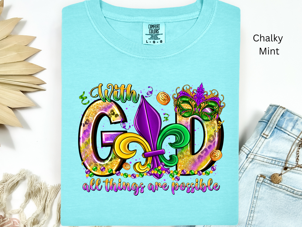 Mardi Gras Christian Tee: Fleur De Lis, Bible Verse Shirt