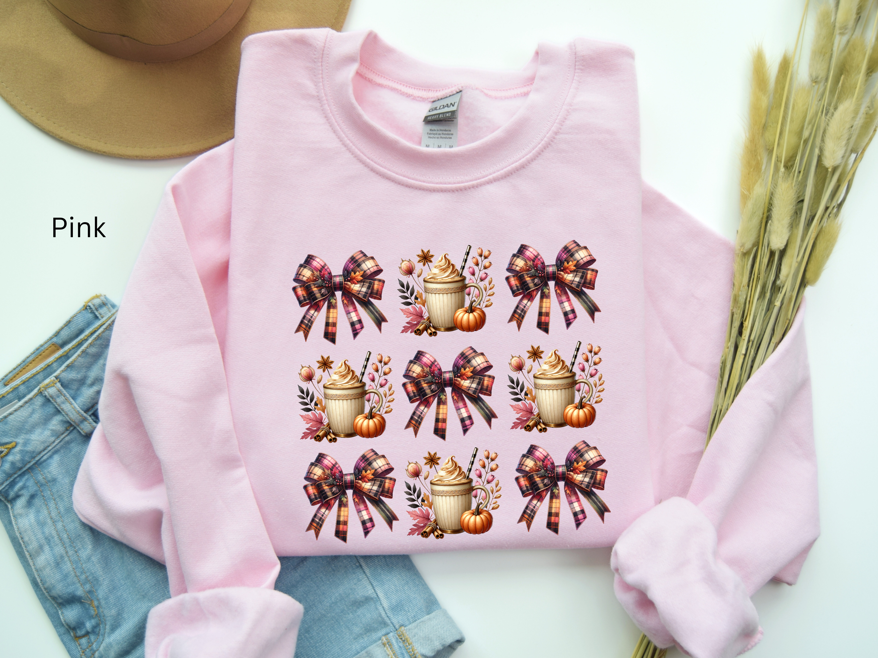 Plaid Bow Pumpkin Latte Sweatshirt