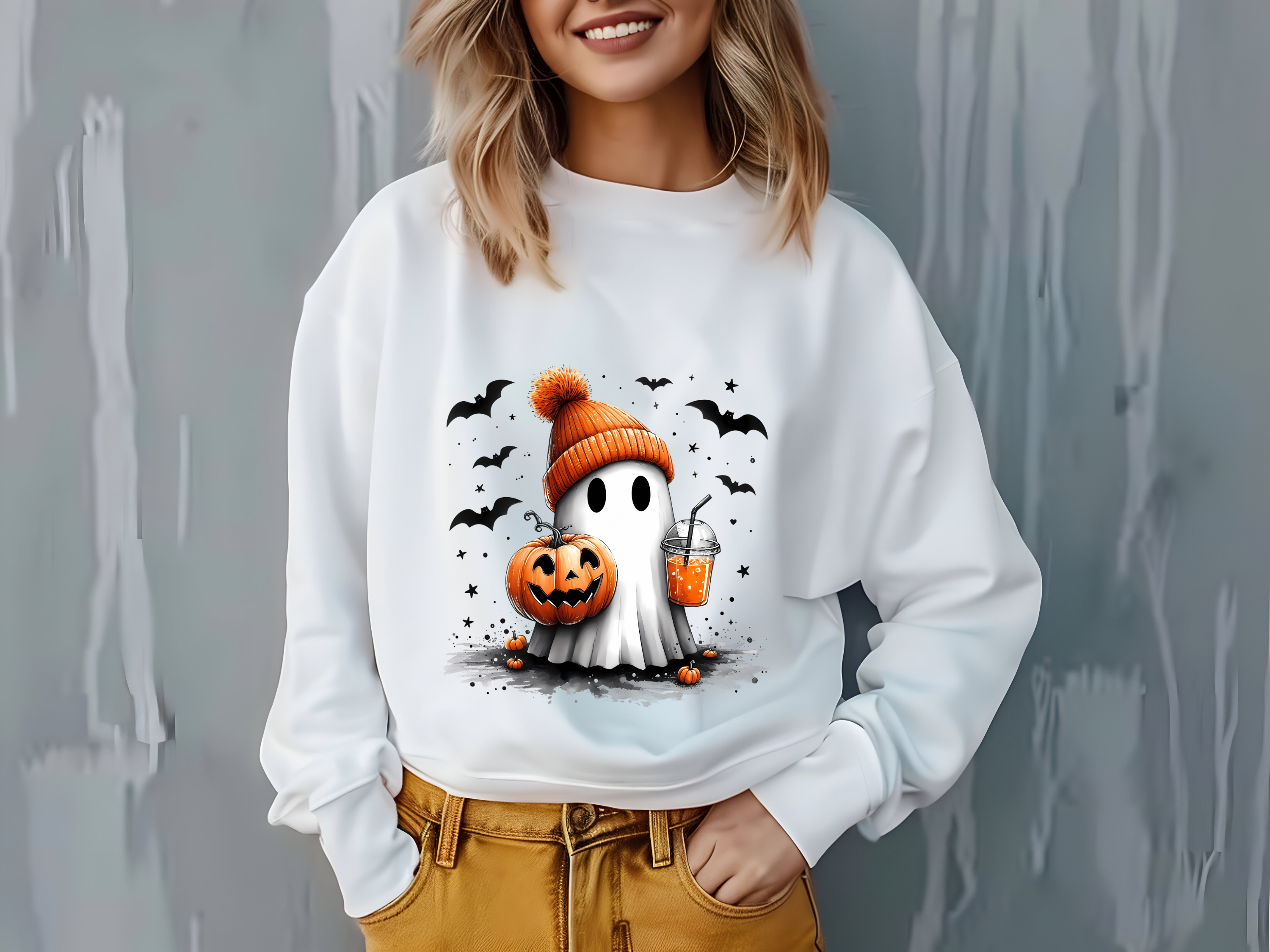 Halloween Ghost Pumpkin Latte Sweatshirt