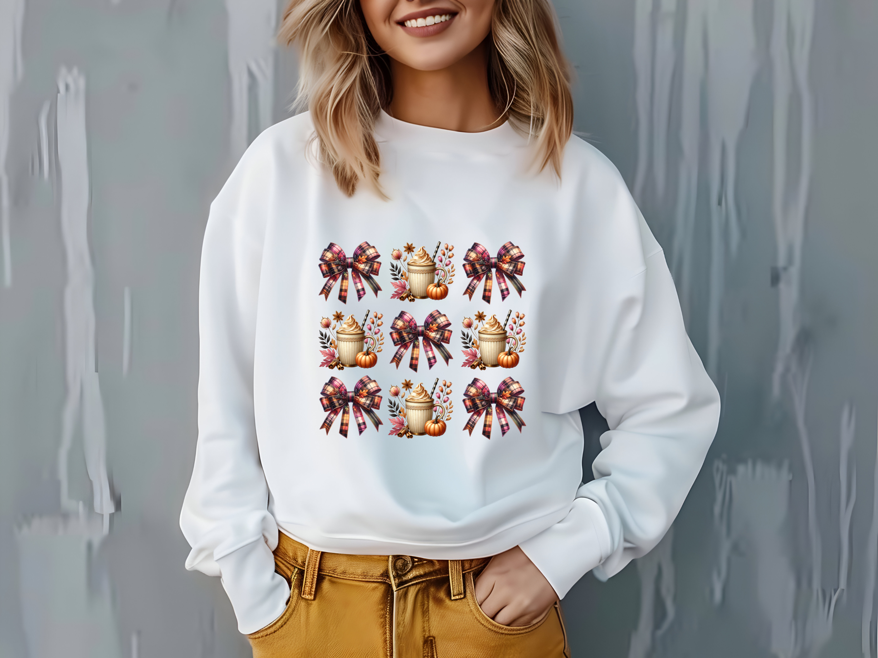Plaid Bow Pumpkin Latte Sweatshirt