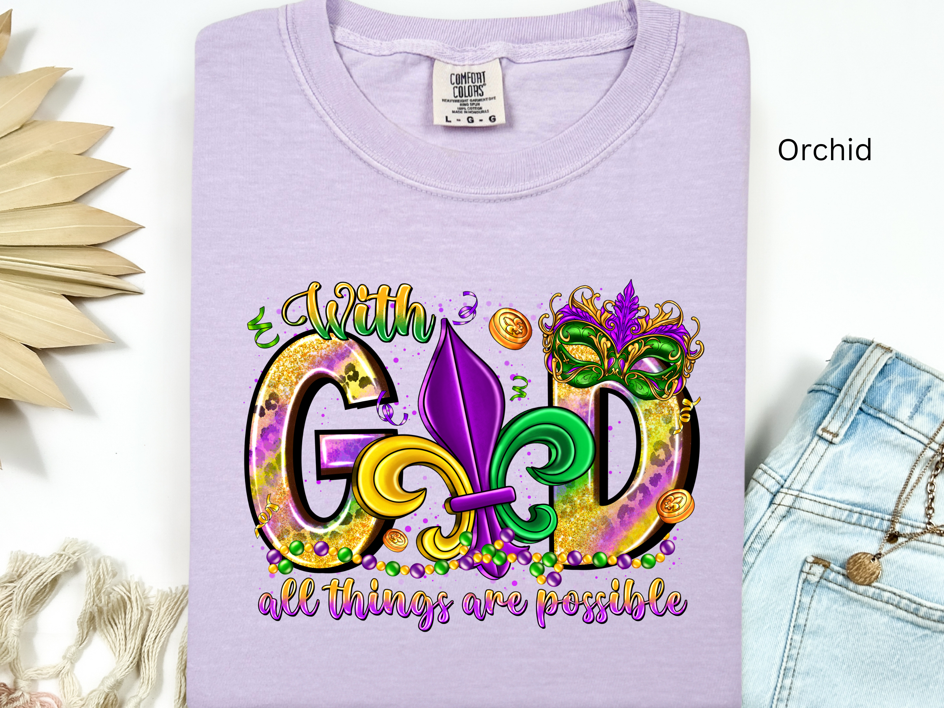 Mardi Gras Christian Tee: Fleur De Lis, Bible Verse Shirt