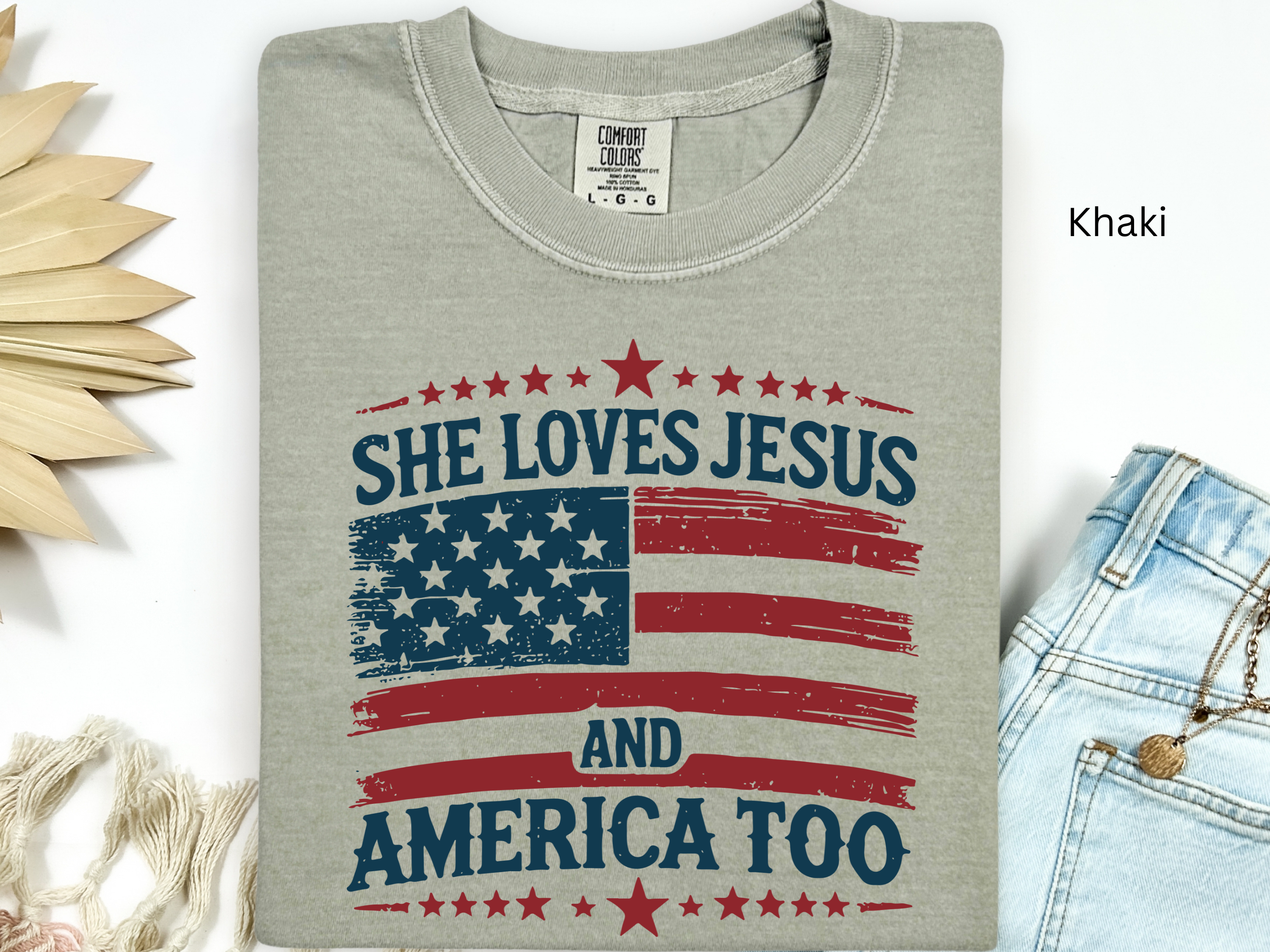 Christian 4th of July T-Shirt: She Loves Jesus and America Too