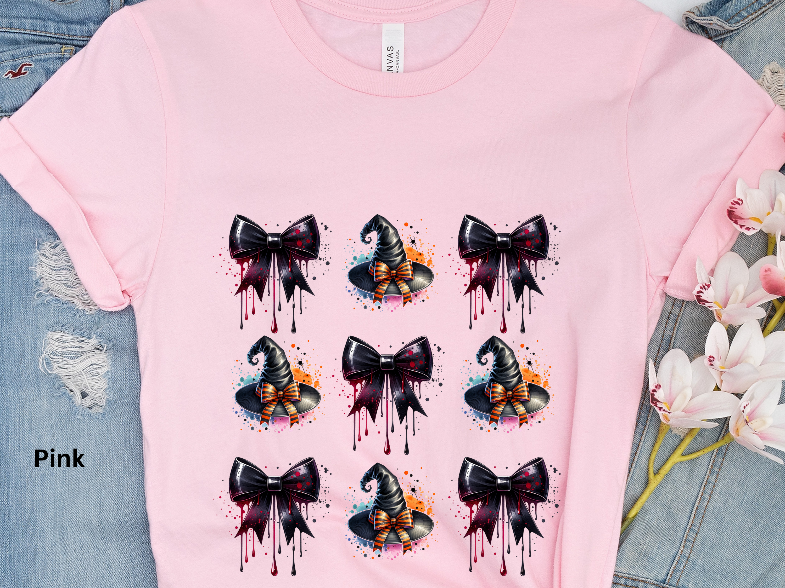 Witch Hat & Dripping Bows Halloween T-Shirt