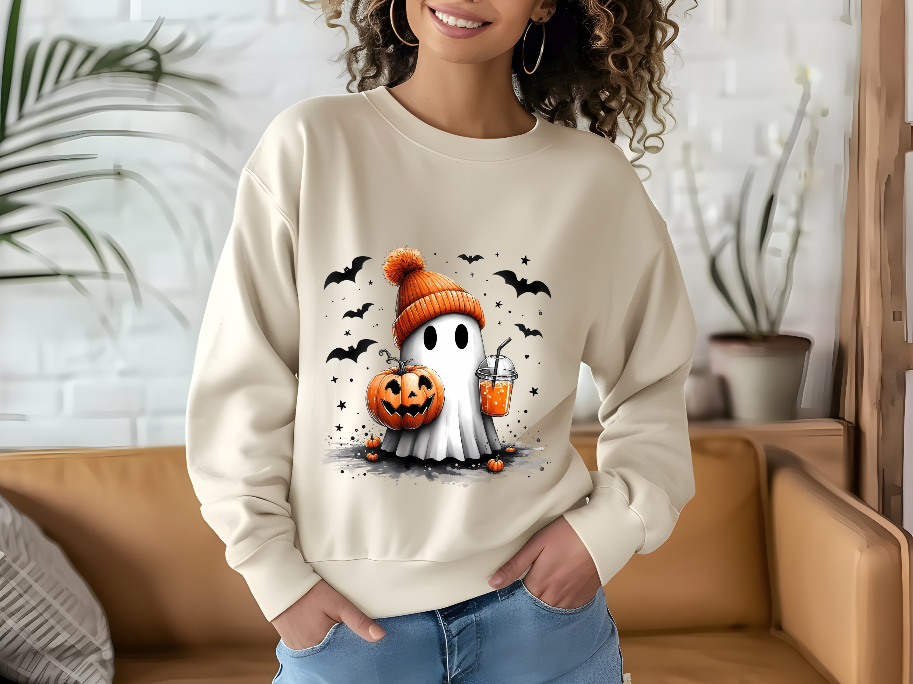 Halloween Ghost Pumpkin Latte Sweatshirt