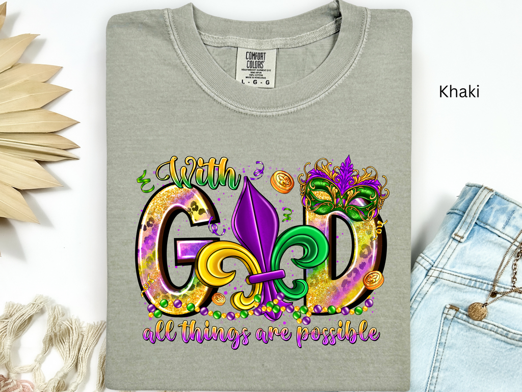 Mardi Gras Christian Tee: Fleur De Lis, Bible Verse Shirt