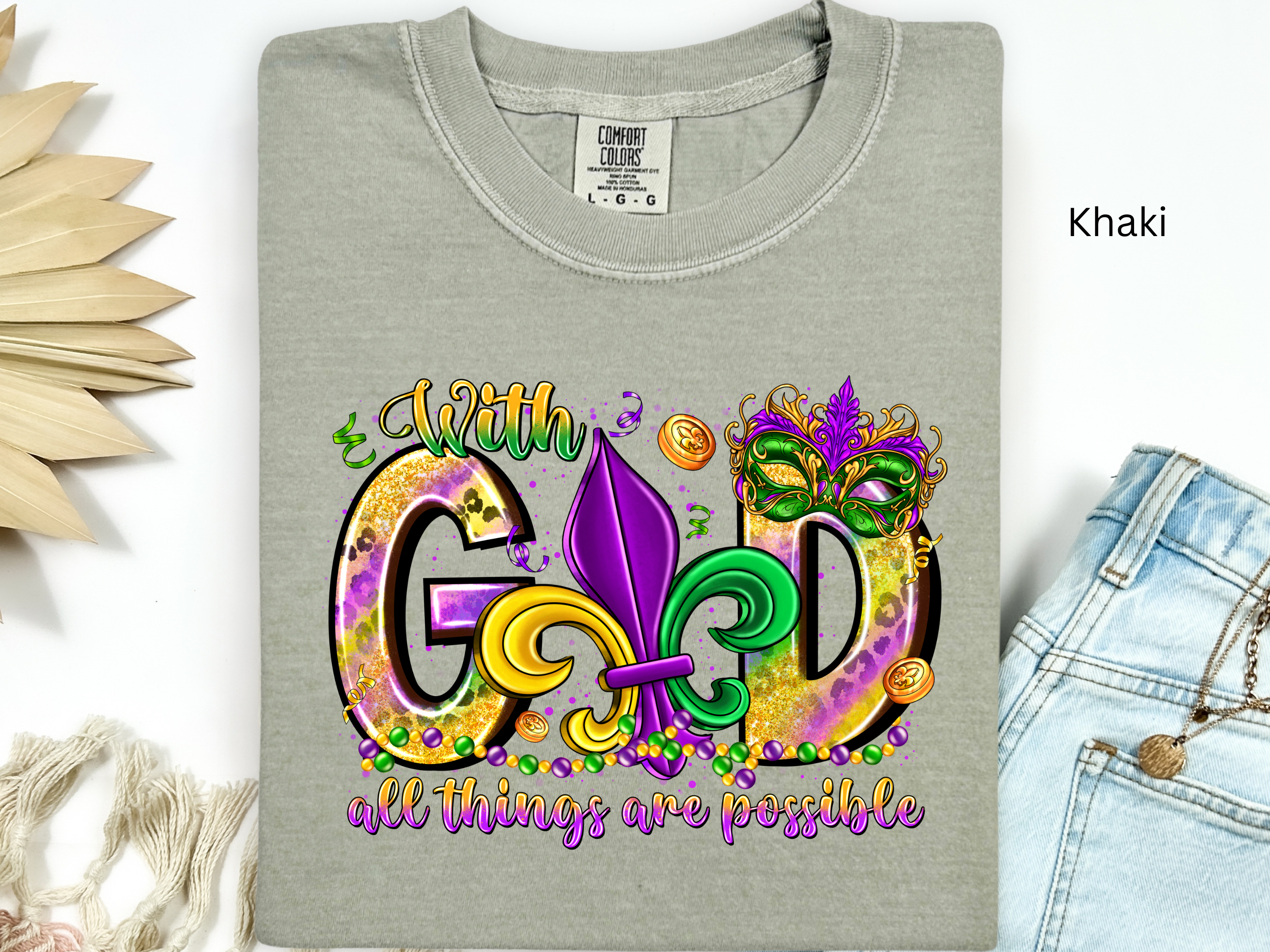 Mardi Gras Christian Tee: Fleur De Lis, Bible Verse Shirt