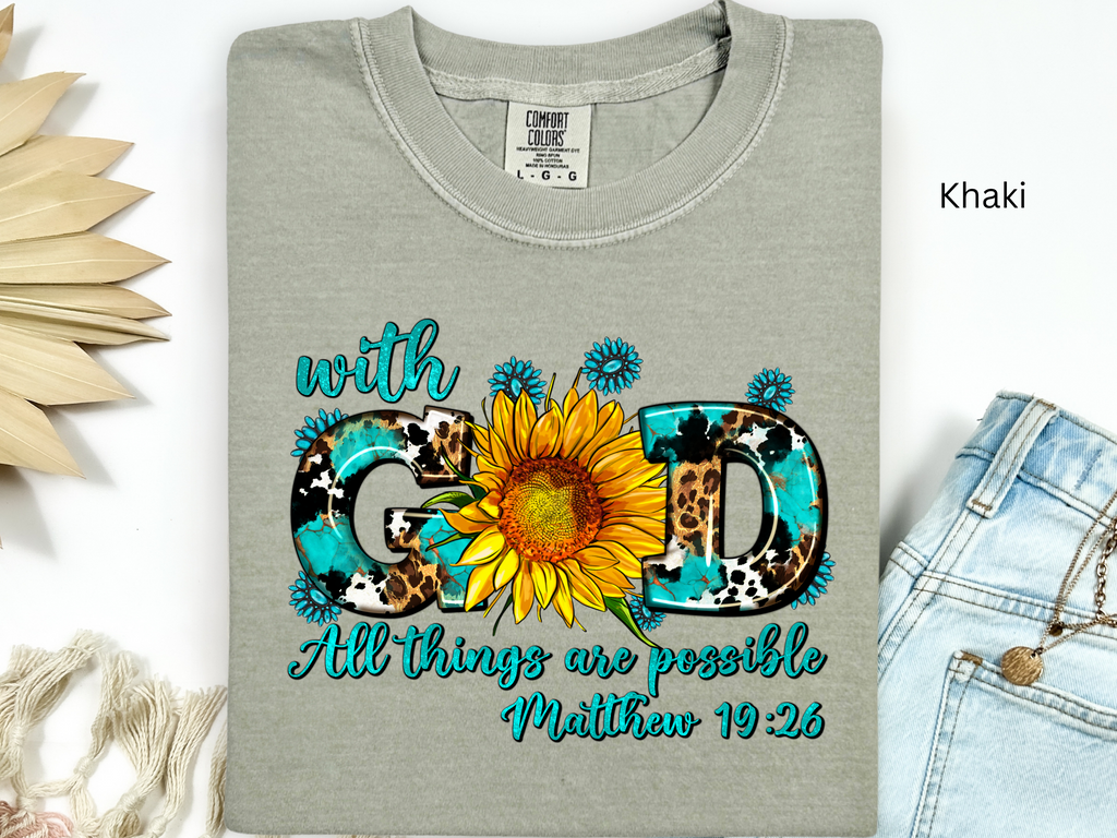 Sunflower Leopard With God All Things Shirt