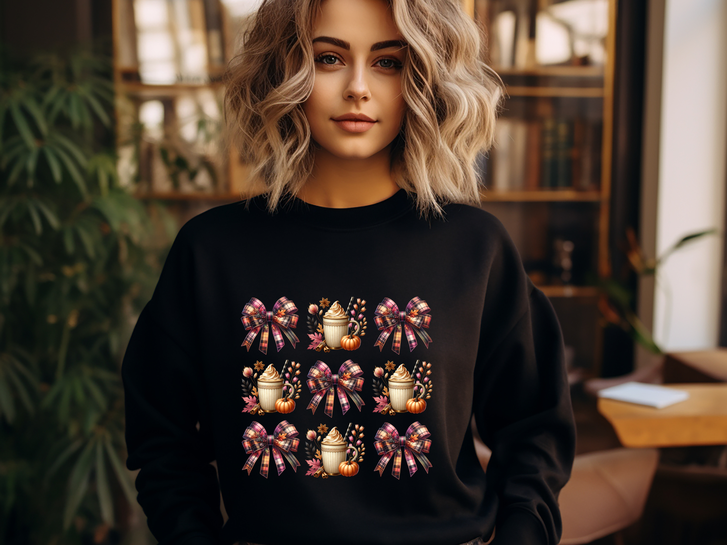 Plaid Bow Pumpkin Latte Sweatshirt