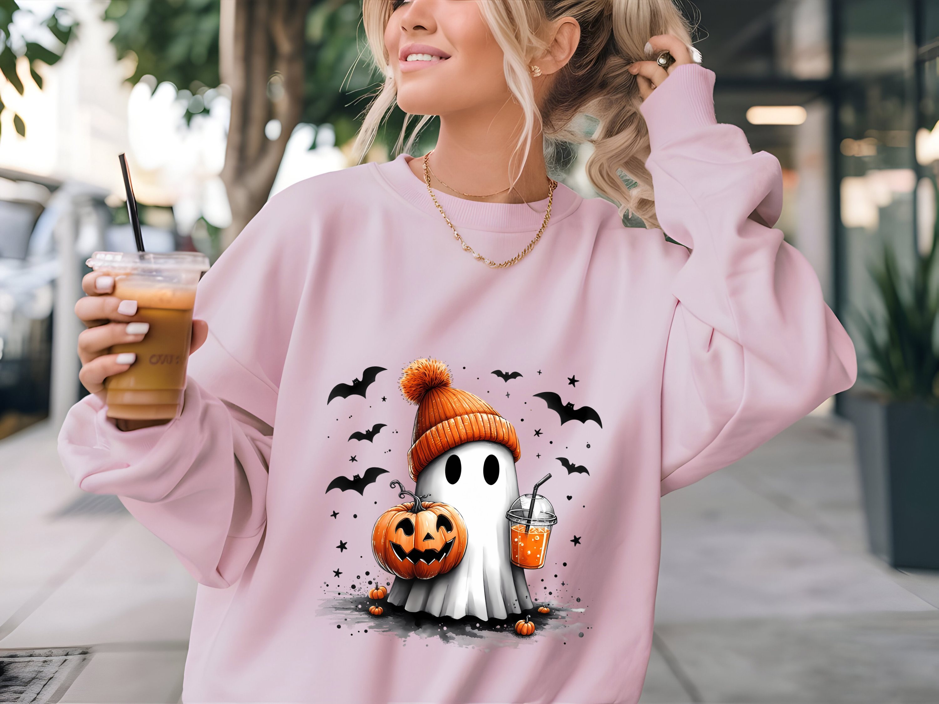 Halloween Ghost Pumpkin Latte Sweatshirt