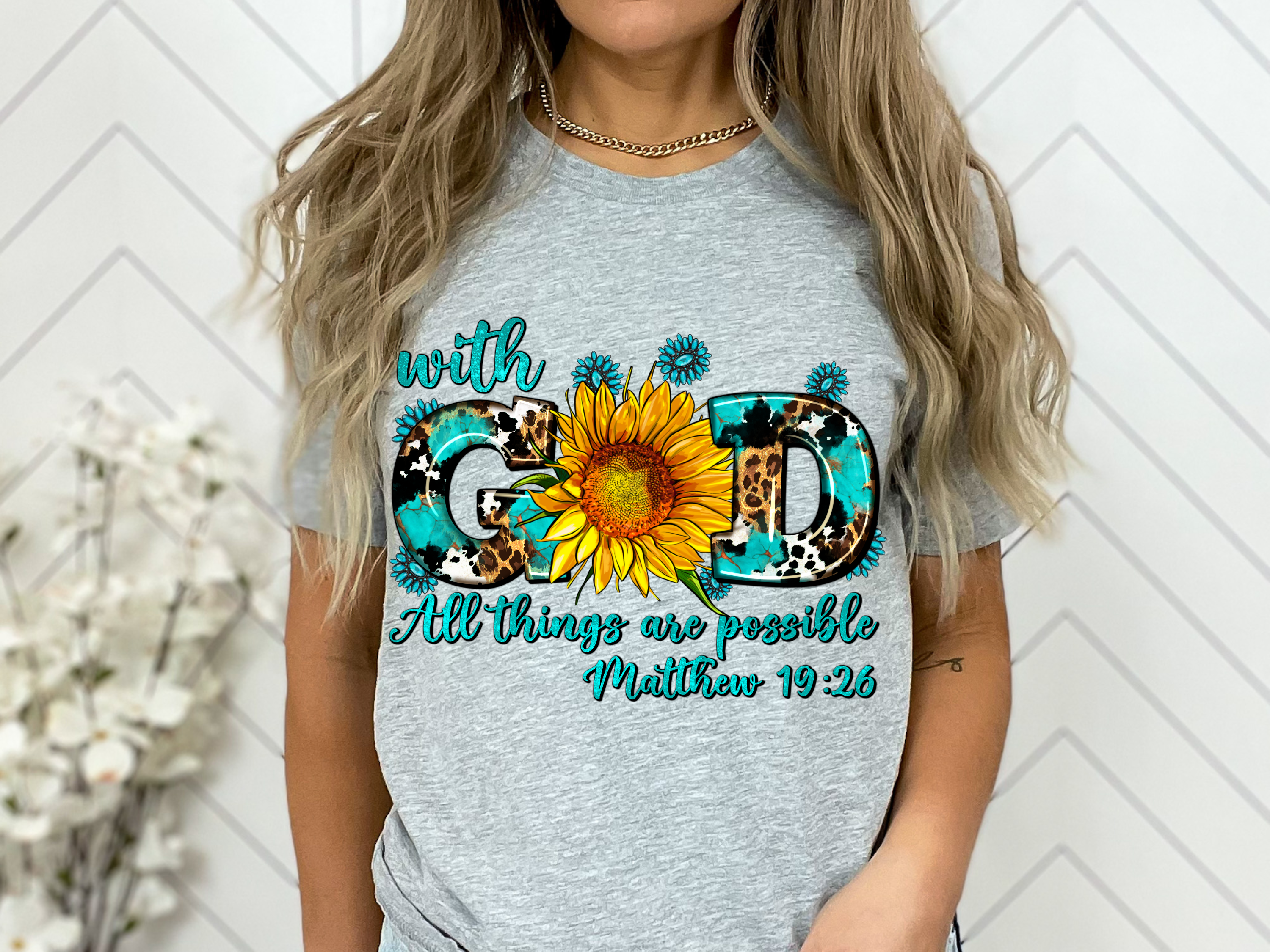 Sunflower Leopard With God All Things Shirt