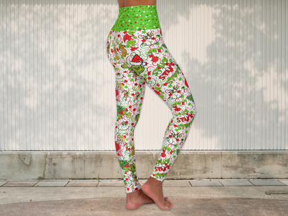 Christmas Whimsical Merry Holiday Leggings for Women