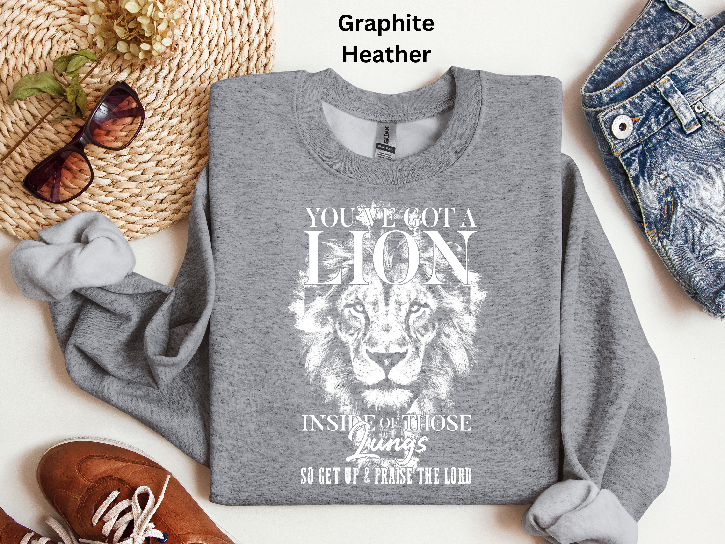 Lion Inside Those Lungs Sweatshirt: Inspirational Faith Top