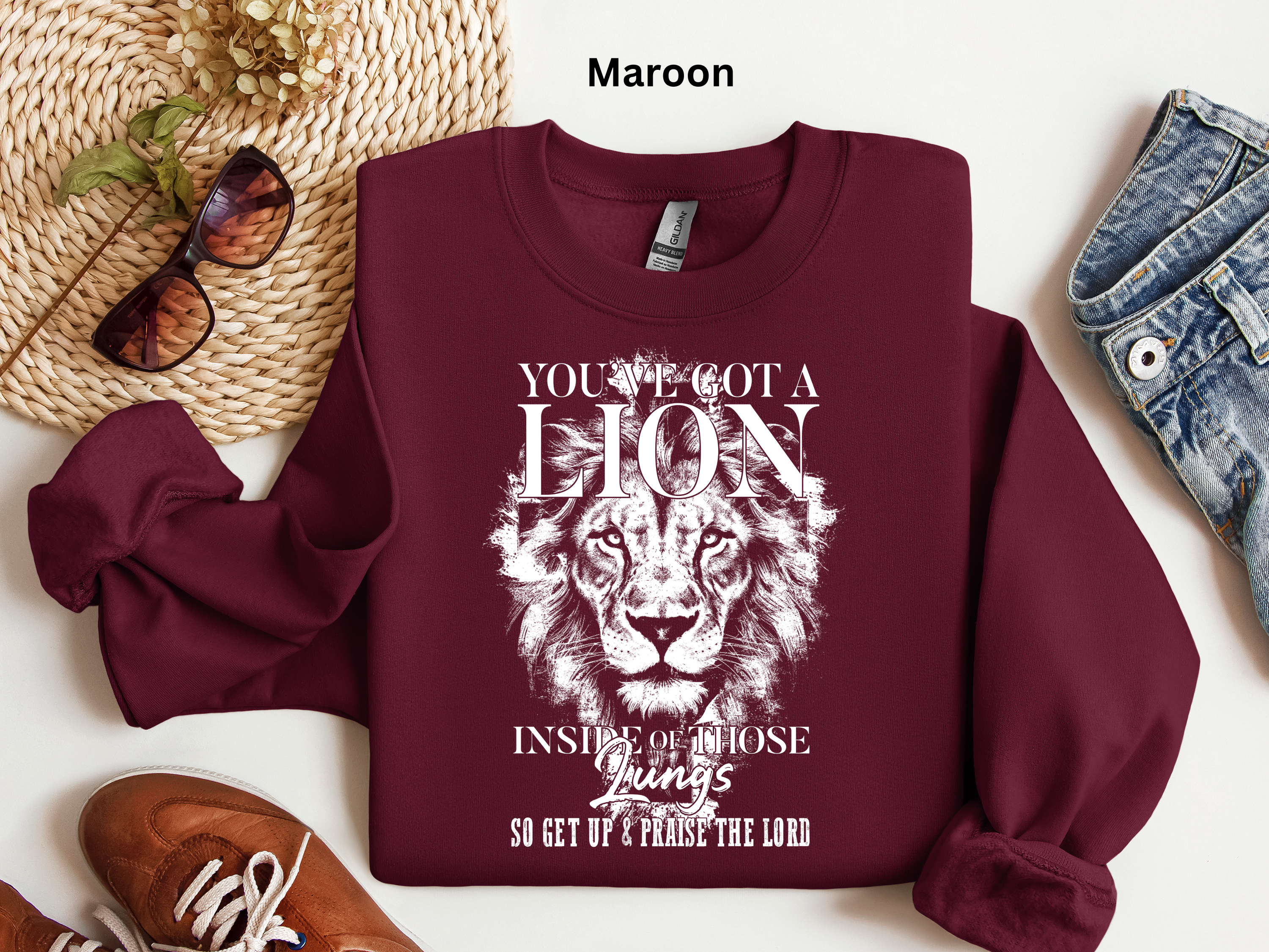 Lion Inside Those Lungs Sweatshirt: Inspirational Faith Top