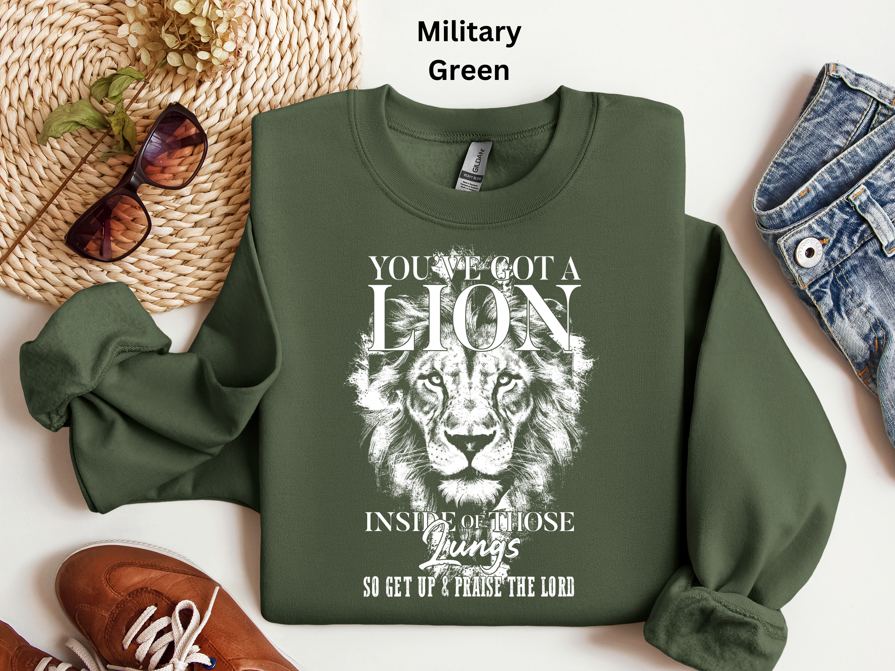 Lion Inside Those Lungs Sweatshirt: Inspirational Faith Top