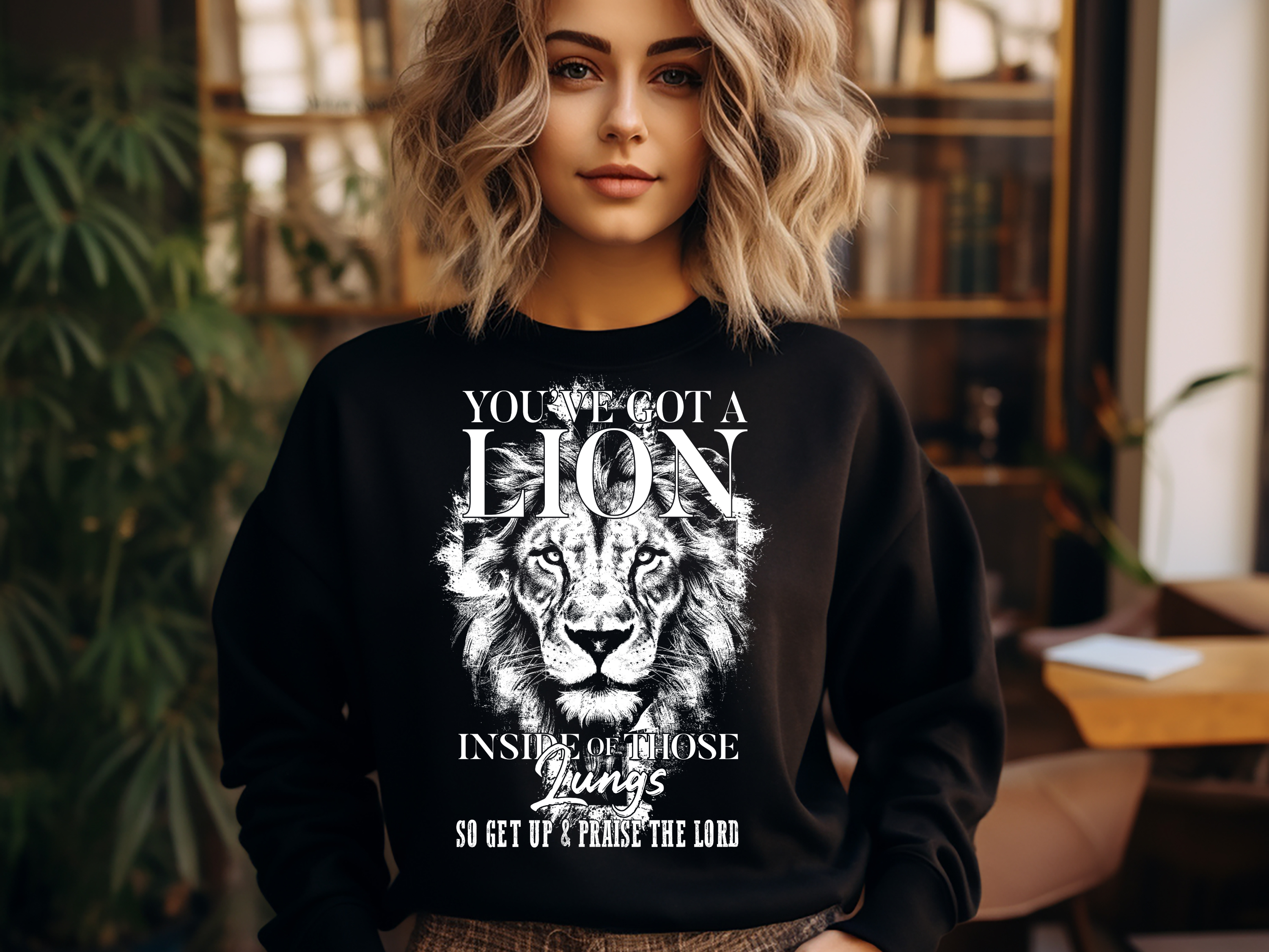 Lion Inside Those Lungs Sweatshirt: Inspirational Faith Top