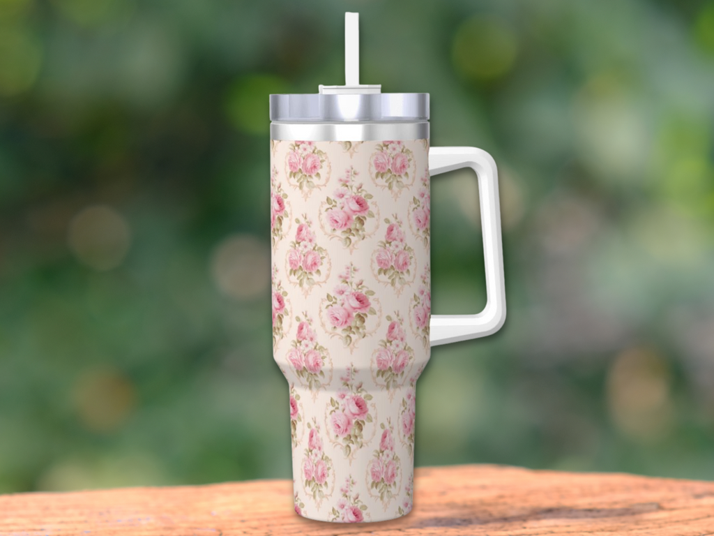 Pink Rose Shabby Shic 40oz Tumbler