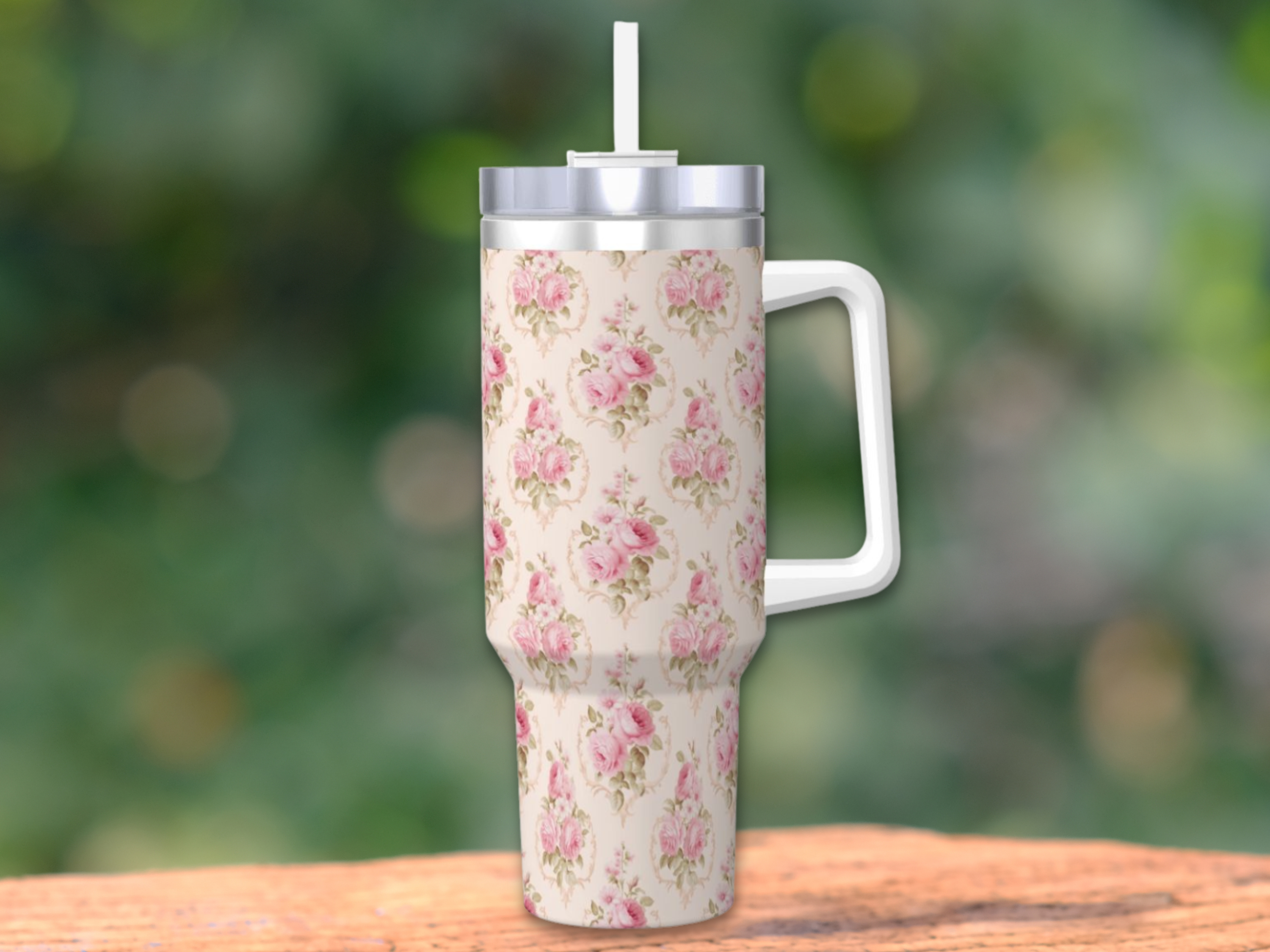 Pink Rose Shabby Shic 40oz Tumbler