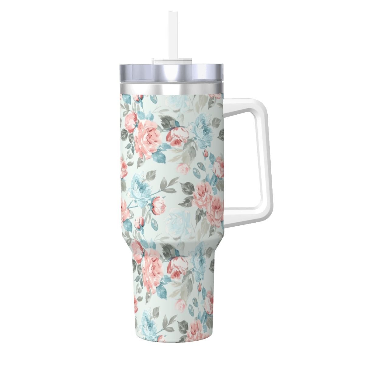 Blue Pink Rose Shabby Chic 40oz Tumbler